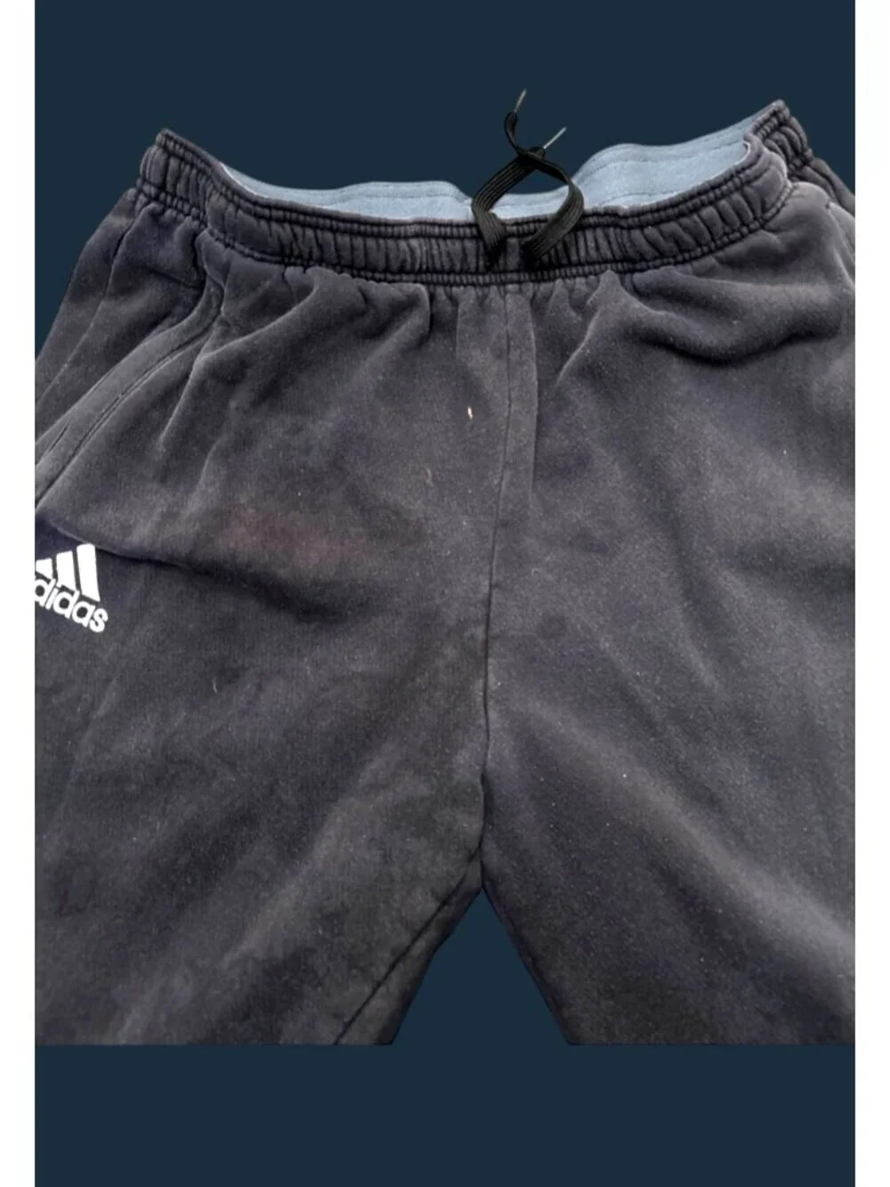 Adidas Mens Black Fleece Sweatpants Size L With Elastic Waistband & Drawstring